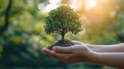 A environmental award shaped like a tree being given to an activist