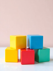 Obraz premium A set of colorful plastic cubes are commonly used as toys for young children in educational settings worldwide everyday._00001_