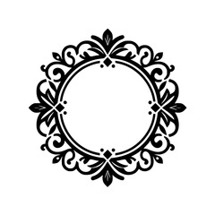 Ornate Circular Frame - Elegant Black and White Design