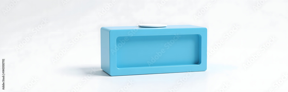 Poster a simple blue digital clock is isolated against a pure white background with no other visual element