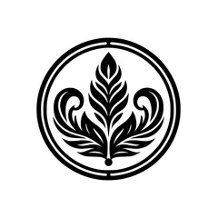 Obraz premium Elegant Black & White Botanical Crest - Vector Logo, Emblem Design