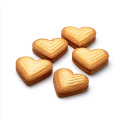 Heart shaped cookies arrangement isolated on white background
