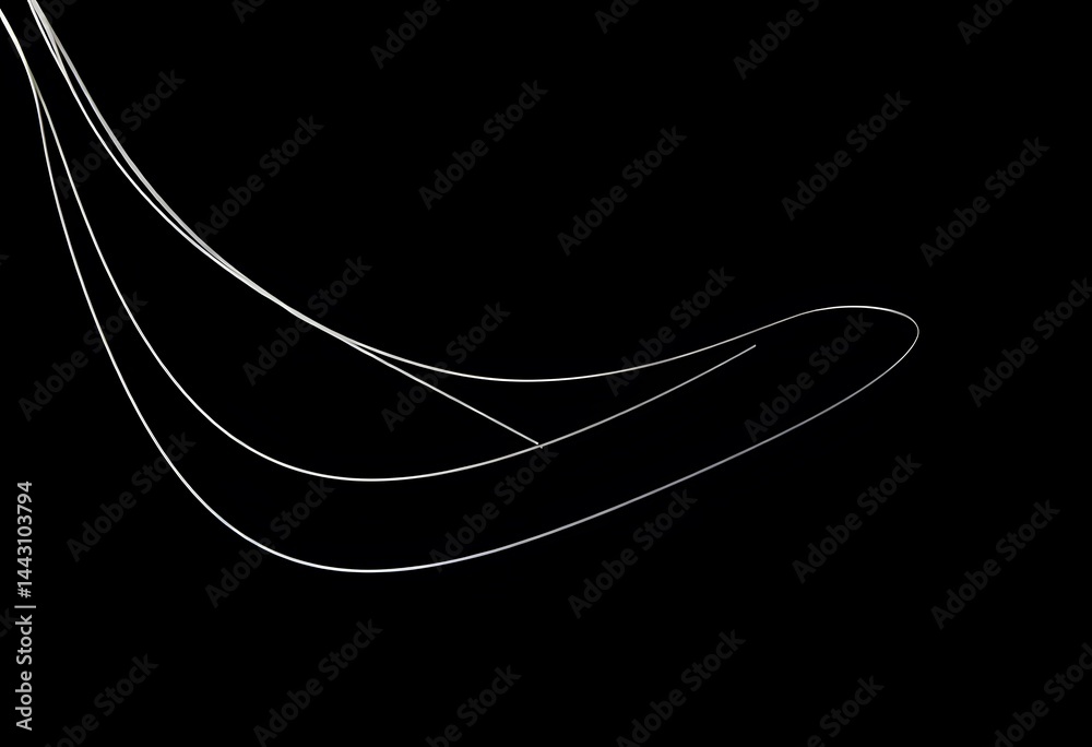 Leinwandbilder dynamic white lines on black, abstract motion. elegant flowing curves, dark background provides exce