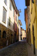 Fototapeta premium Old buildings along via Borgo Canale at Bergamo, Italy
