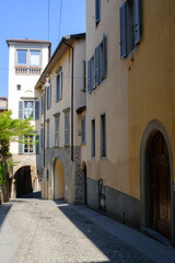Old buildings along via Colleoni at Bergamo, Italy