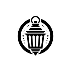 Minimalist Black Lantern Logo Design for Islamic Theme