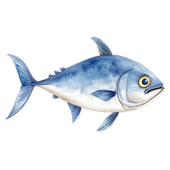 Fototapeta premium Detailed Watercolor Illustration of a Tuna Fish with Vibrant Colors and Intricate Features