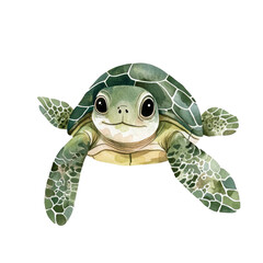 Fototapeta premium Charming Sea Turtle Illustration Capturing the Essence of Marine Life and Nature's Beauty in a Colorful Watercolor Style