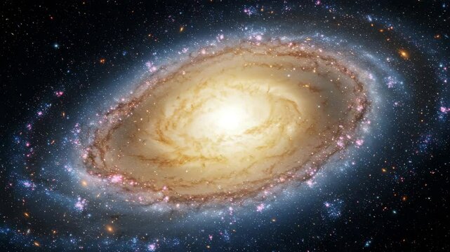 Radiant galactic core with swirling stars and rapid zoom 
