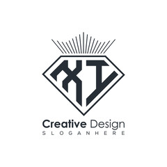 Luxury Initial Letter Monogram in Pentagon Diamond Shape with Royal Crown for Premium Branding & High-End Logo Design
