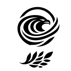 Modern Eagle Logo Design with Laurel Branch: Vector Illustration in Minimalist Style