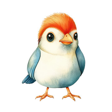 Cute isolated Koyal bird with vibrant plumage and expressive eyes in a whimsical artistic style on a Transparent background
