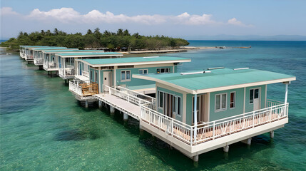 powered by renewable energy drifting over an emerald-green sea