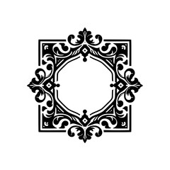 Elegant Black and White Ornate Frame Design, Vector Illustration