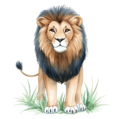 Majestic Lion Standing Proudly in Isolated Natural Habitat Illustrating Strength and Beauty of Wildlife