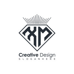 Luxury Initial Letter Monogram in Pentagon Diamond Shape with Royal Crown for Premium Branding & High-End Logo Design
