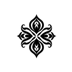 Fototapeta premium Black & White Floral Mandala Ornament, Abstract Symmetry, Decorative Design