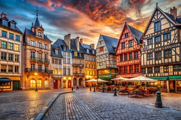 Rouen Old Market Square, Normandy, France: Charming Medieval Architecture Stock Photo