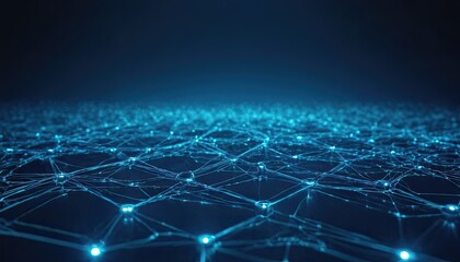 Abstract network connection background with glowing nodes and lines in blue