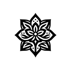 Obraz premium Elegant Black and White Flower Mandala Design on White Background