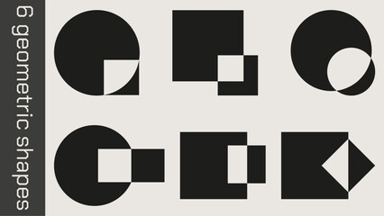 6 geometric shapes. Square and round cutout shapes for your design. Vector illustration. EPS 10