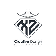 Luxury Initial Letter Monogram in Pentagon Diamond Shape with Royal Crown for Premium Branding & High-End Logo Design
