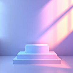 Obraz premium Minimalist podium display with soft lighting and pastel colors