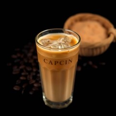 Iced Cappuccino: Creamy Coffee with Ice Cubes in Elegant Glassware