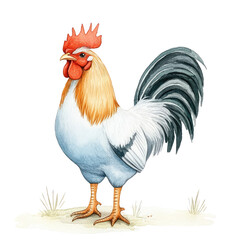 Fototapeta premium Detailed Illustration of a Vibrant Rooster with Striking Colors and Textures on a Transparent background