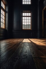 empty room with a window in the dark