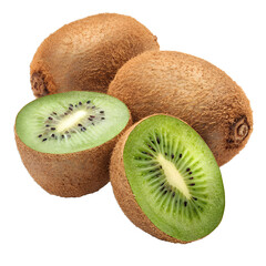 Fresh Kiwi Fruits Isolated on White or Transparent Background – High Quality PNG Image for Food and Design Use