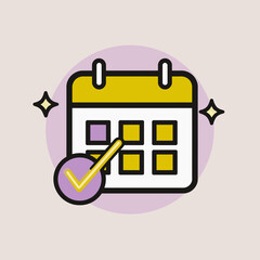 Calendar with Check Mark Icon