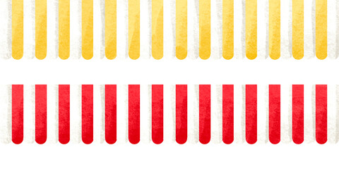Roof eaves restaurant vintage frame on transparent background yellow red and white striped background