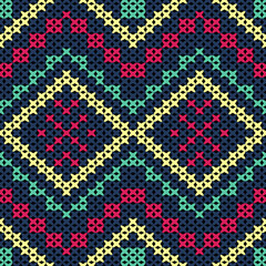Knitted fabric design seamless. Knitting pattern illustration design for decoration, clothing, fabric texture