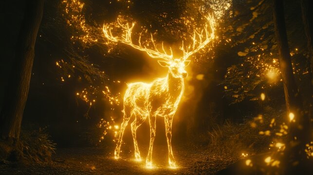 Enchanted Animal In Forest At Night