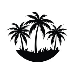 vector illustration of palm trees, Vector Tropical Beach Trees Set, Palm and Coconut Trees Vector on Tropical Beach