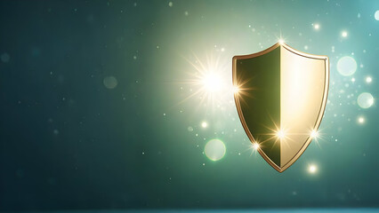 Fototapeta premium Golden Shield Shining with Protection and Defense Concept
