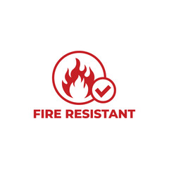 Fire resistant sign isolated on white background.