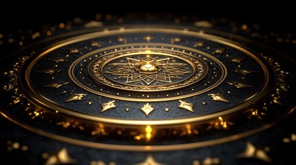 Fototapeta premium Luxurious golden mandala on dark background.