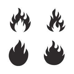 Set of Fire icon sign isolated on white background.