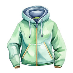 Stylish Light Green Windbreaker with Hood and Pockets in Isolated View for Fashion and Outdoor Activities