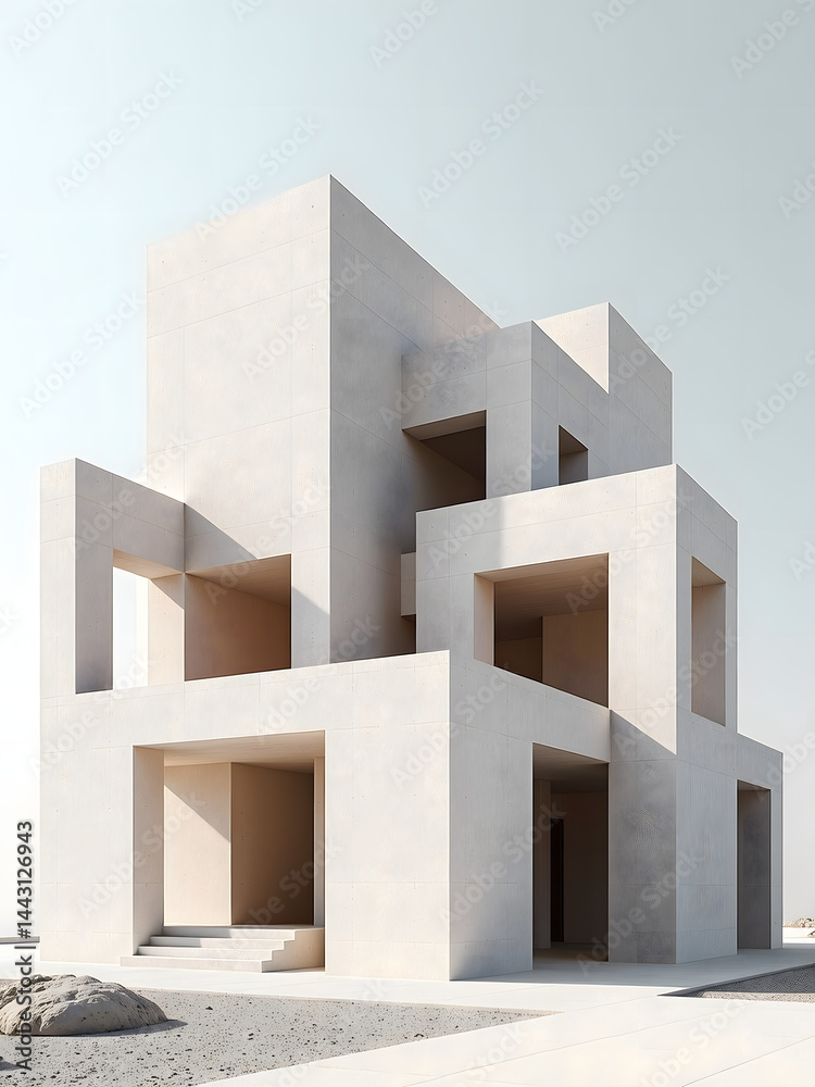 Poster Geometric shapes and forms are incorporated into abstract architectural designs to create visually striking and unique structures._00001_