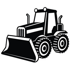 Farm tractor, black and white silhouette logo design isolated on a white background.  A farm Tractor Silhouette. Vector illustration, Farm Tractor silhouette vector illustration, Tractor silhouette.