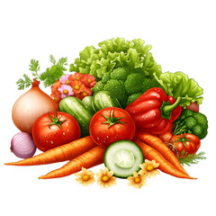 "Farm-Fresh Vegetables in Basket – High-Quality Image on White Background. 
 vegetable basket, healthy food on white, assorted vegetables in basket, organic farm produce, harvest basket image, fresh 
