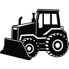 Farm tractor, black and white silhouette logo design isolated on a white background.  A farm Tractor Silhouette. Vector illustration, Farm Tractor silhouette vector illustration, Tractor silhouette.