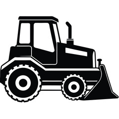 Farm tractor, black and white silhouette logo design isolated on a white background.  A farm Tractor Silhouette. Vector illustration, Farm Tractor silhouette vector illustration, Tractor silhouette.