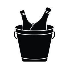 Champagne Bottle in Ice Bucket Silhouette