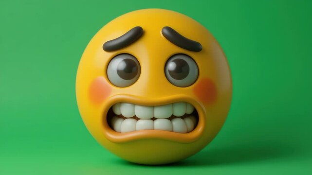 Anxious 3D Emoticon: A digital rendering of a worried, yellow emoticon with a distressed expression. The image evokes feelings of anxiety and unease, ideal for expressing digital stress or worry.