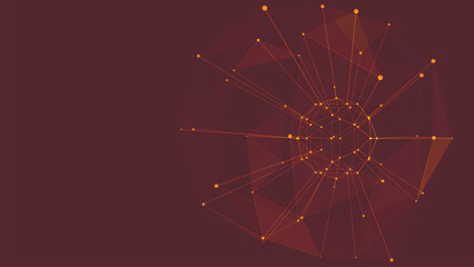 Obraz premium Abstraction of network plexus on dark background. Sphere. Illustration with connected lines and dots. Abstract grid design. Connection structure. Technologies. 3d vector editable wireframe object.