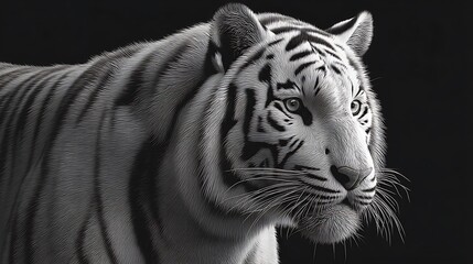 Majestic white tiger, intense gaze